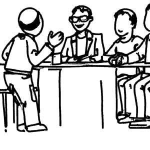 DALL·E 2022-12-01 10.26.26 - simple vector line drawing of a successful meeting black